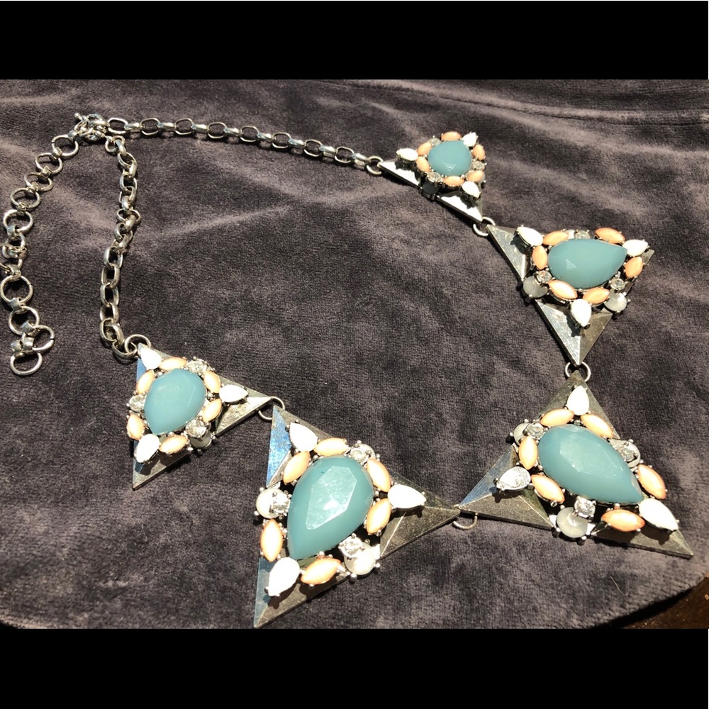 Gorgeous blue and pink statement necklace